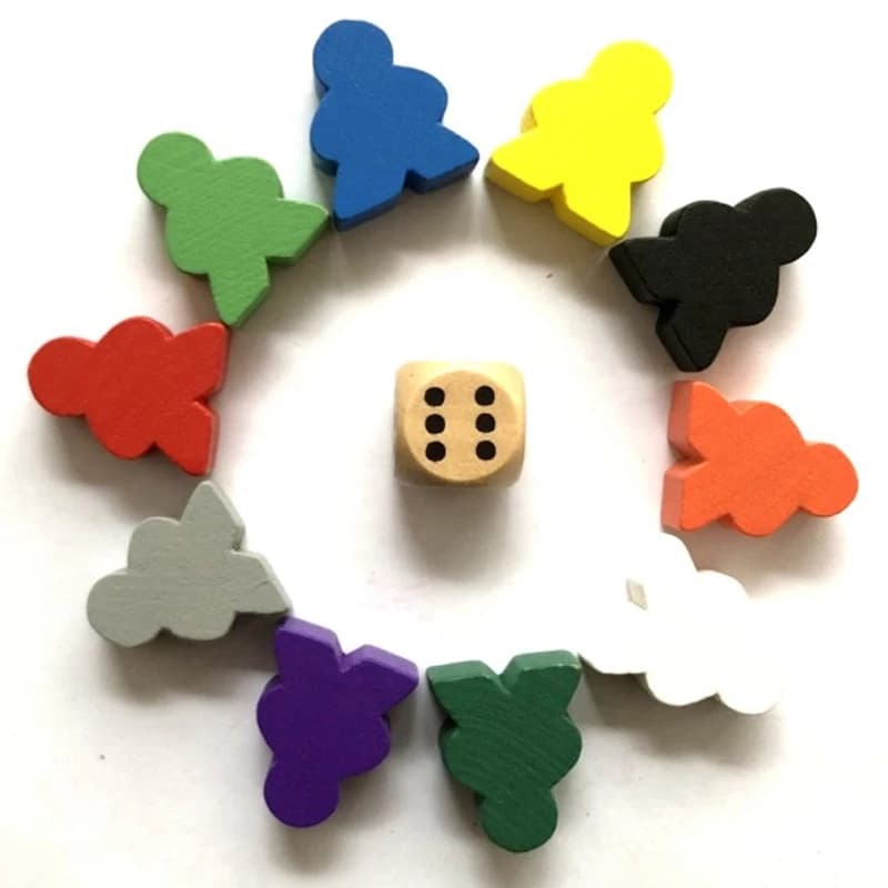 10PCS with 1 Wood Dice Big Wooden Humanoid Big Meeples Chess Pieces For Meeple Carcassonne Board Game Accessories 1.9*2.4*1CM
