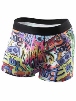 Random 5 Pieces of Men's Underwear Graffiti Personality Fashion Men's Boxers Four Seasons Trend Underwear Combination