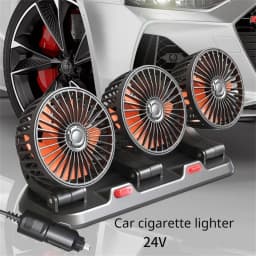 Car Fan 5V 12V 24V Car Cooling Fan 360° Adjustable Dual Head Air Fan USB 2Speeds Automotive Electric Fan For Dashboard RV Truck