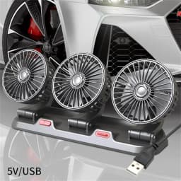 Car Fan 5V 12V 24V Car Cooling Fan 360° Adjustable Dual Head Air Fan USB 2Speeds Automotive Electric Fan For Dashboard RV Truck