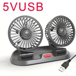 Car Fan 5V 12V 24V Car Cooling Fan 360° Adjustable Dual Head Air Fan USB 2Speeds Automotive Electric Fan For Dashboard RV Truck