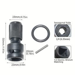 1/2 Square to 1/4 Hexagon Ratchet Sleeve Impact Wrench Sleeve Set Adapter Wrench Drive Converter Quick Release Tool