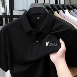 Men's premium summer polo shirt, quick drying, breathable, casual, business fashion, sports, short sleeved, men's clothing