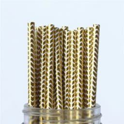 25pcs Metallic Gold heart star Foil Stripe Paper Straws Silver chevron Wedding Party Decor