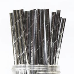25pcs Metallic Gold heart star Foil Stripe Paper Straws Silver chevron Wedding Party Decor