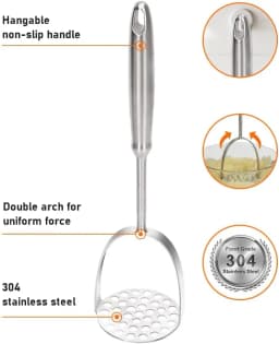 Stainless Steel Potato Masher Manual Fruit Vegetable Mud Press Food Crusher for Baby Complementary Food Kitchen Gadget