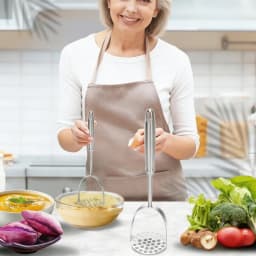 Stainless Steel Potato Masher Manual Fruit Vegetable Mud Press Food Crusher for Baby Complementary Food Kitchen Gadget