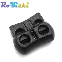 10 Pcs/Pack 2 Holes Cord Lock Toggle Stopper Plastic Toggle Clip Black 15mm*20mm*7.5mm
