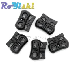 10 Pcs/Pack 2 Holes Cord Lock Toggle Stopper Plastic Toggle Clip Black 15mm*20mm*7.5mm