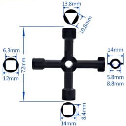 4 Way Universal Cross Triangle Wrench KEY for Train Electrical Elevator Cabinet Valve Alloy Triangle