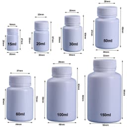 10PCS 15ml/20ml/30ml/60ml/100ml Plastic PE White Empty Seal Bottles Solid Powder Medicine Pill Vials Reagent Packing Containers