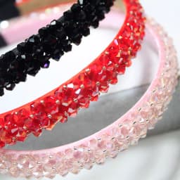 Lystrfac Solid Color Luxury Rhinestone Headband for Women Beads Bezel Shiny Hairband Girls Bride Wedding Hair Accessories