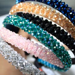 Lystrfac Solid Color Luxury Rhinestone Headband for Women Beads Bezel Shiny Hairband Girls Bride Wedding Hair Accessories