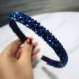 Lystrfac Solid Color Luxury Rhinestone Headband for Women Beads Bezel Shiny Hairband Girls Bride Wedding Hair Accessories