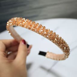 Lystrfac Solid Color Luxury Rhinestone Headband for Women Beads Bezel Shiny Hairband Girls Bride Wedding Hair Accessories