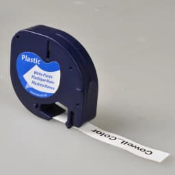 TapeTek 10 Compatible Dymo LetraTag 91221 Black on White (12mm x 4m) Plastic Label Tapes 91201 91221 59422 S0721660