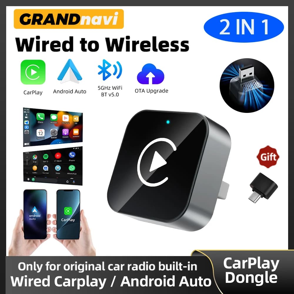 2026 2IN1 Wireless CarPlay Android Auto USB/Type-C Adapter Dongle Smart Box Plug Play For VW Toyota Nissan Honda Ford Benz KIA