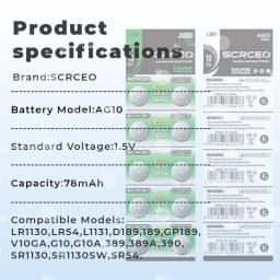 Premium High Capacity AG10 LR1130 389A LR54 L1131 SR1130 1.5V Button Coin Cell Battery for Watch Calculator Laser Toys
