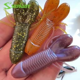 Sunlure 6 Unique Colors Shapes Sea Bass Trout Seawater Fishing Bait 10PC/Bag Ribbed Insect Shaped Design Biomimetic Soft Lures