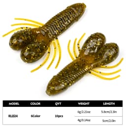 Sunlure 6 Unique Colors Shapes Sea Bass Trout Seawater Fishing Bait 10PC/Bag Ribbed Insect Shaped Design Biomimetic Soft Lures
