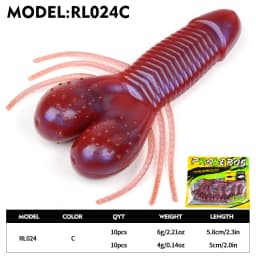 Sunlure 6 Unique Colors Shapes Sea Bass Trout Seawater Fishing Bait 10PC/Bag Ribbed Insect Shaped Design Biomimetic Soft Lures
