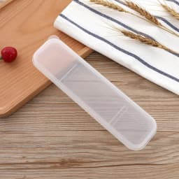Portable Travel Tableware Storage Box with Transparent Cover Utensil Organizer for Outdoor School Home Dinnerware Kit