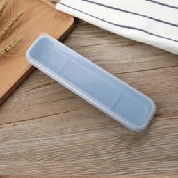 Portable Travel Tableware Storage Box with Transparent Cover Utensil Organizer for Outdoor School Home Dinnerware Kit