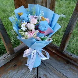 Anime Winnie the Pooh Pig Elephant Handmade Flower Bouquet Plush Doll Wedding Graduation Valentine Christmas Birthday Gifts