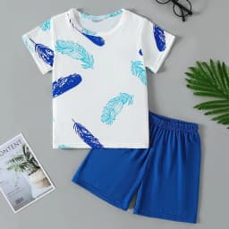 2-Piece Summer Children's Dinosaur Print Set, Cute Short-Sleeved T-Shirt for Boys and Girls, Elastic Waist, Comfortable Shorts