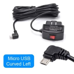 24Hours Mini Mico USB Ports 5V 3A Car Charge Cable OBD Hardwire Cord 3.5Meters With Switch For Dash Cam Camcorder Vehicle DVR
