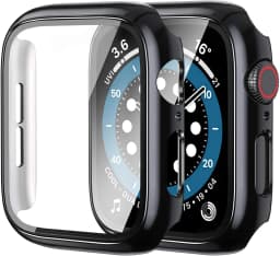Glass+cover For Apple Watch Case 44mm 40mm 45mm 41mm 42mm 38mm Accessories Plated Screen Protector iWatch series 9 8 6 5 3 se 7