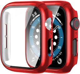 Glass+cover For Apple Watch Case 44mm 40mm 45mm 41mm 42mm 38mm Accessories Plated Screen Protector iWatch series 9 8 6 5 3 se 7