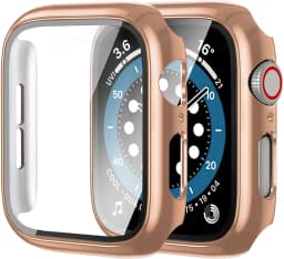 Glass+cover For Apple Watch Case 44mm 40mm 45mm 41mm 42mm 38mm Accessories Plated Screen Protector iWatch series 9 8 6 5 3 se 7