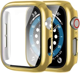 Glass+cover For Apple Watch Case 44mm 40mm 45mm 41mm 42mm 38mm Accessories Plated Screen Protector iWatch series 9 8 6 5 3 se 7