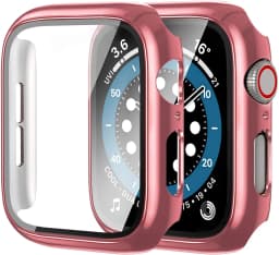 Glass+cover For Apple Watch Case 44mm 40mm 45mm 41mm 42mm 38mm Accessories Plated Screen Protector iWatch series 9 8 6 5 3 se 7
