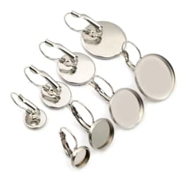 316 Stainless Steel Gold Plated 6-25mm French Lever Cabochon Earring Setting Blank Base Cameo Tray DIY Ear Jewelry Findings