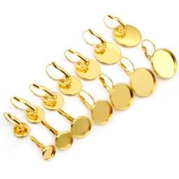 316 Stainless Steel Gold Plated 6-25mm French Lever Cabochon Earring Setting Blank Base Cameo Tray DIY Ear Jewelry Findings
