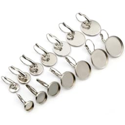 316 Stainless Steel Gold Plated 6-25mm French Lever Cabochon Earring Setting Blank Base Cameo Tray DIY Ear Jewelry Findings