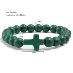 Fashion Jesus Cross Natural Stone Bracelets Charm Blue Pine Stone Black Lava Matte Beaded Bracelets Bangles Women Yoga Jewelry