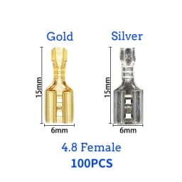 100Pcs/lot 2.8/4.8/6.3mm Female and male Crimp Terminal Connector Gold Brass/Silver Car Speaker Electric Wire Connectors Set