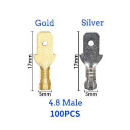 100Pcs/lot 2.8/4.8/6.3mm Female and male Crimp Terminal Connector Gold Brass/Silver Car Speaker Electric Wire Connectors Set