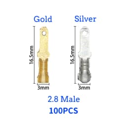 100Pcs/lot 2.8/4.8/6.3mm Female and male Crimp Terminal Connector Gold Brass/Silver Car Speaker Electric Wire Connectors Set