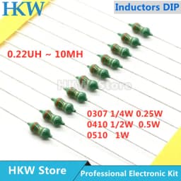 50pcs 0307 1/4W 0410 1/2W 0510 1W Color Ring Inductors DIP Inductance 1UH ~ 10MH 22 33 47 100 470 UH 1MH 2.2 3.3 4.7 5.6 6.8 MH