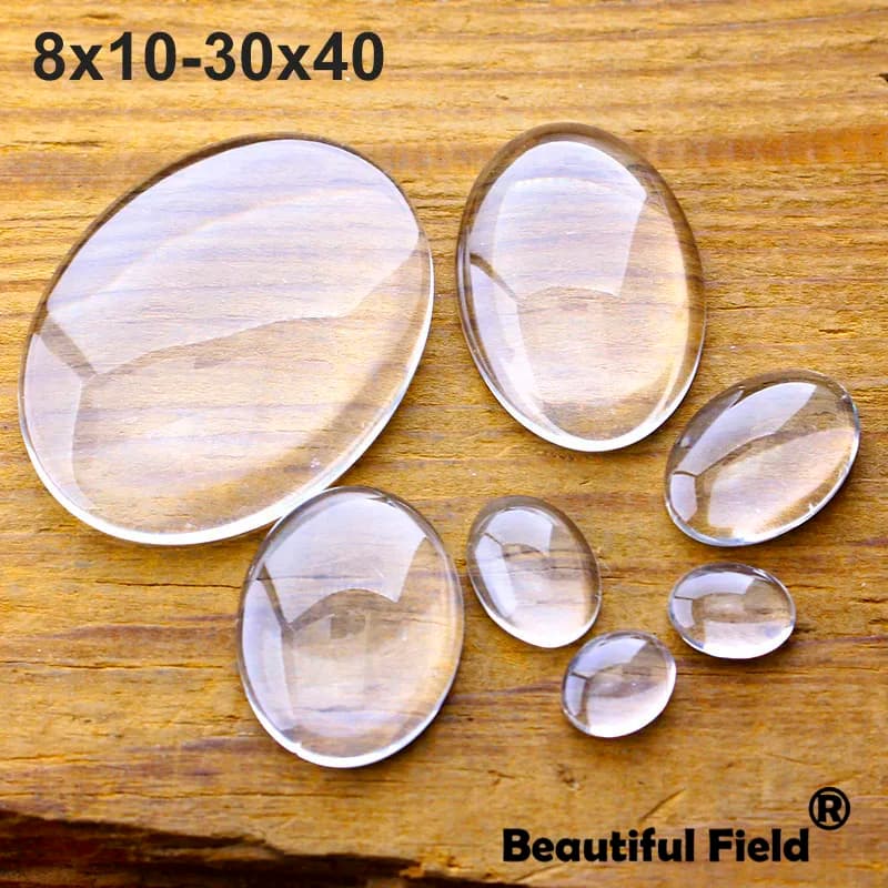 8x10mm 10x14mm 13x18mm 18x25mm 20x30mm 30x40mm Clear Oval Glass Cabochons Blank Set Handmade Settings Stones Transparent Domed