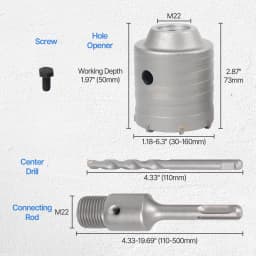 110-500mm SDS PLUS Shank 30-160mm Concrete Hole Saw Electric Hollow Core Drill Bit Cement Stone For Air Conditioner Tube
