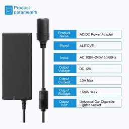 Car Power Adapter Cigarette Lighter Socket Power Converter AC Adapter DC 110V/ 220V to 12V 15A Supply Lighter for Home