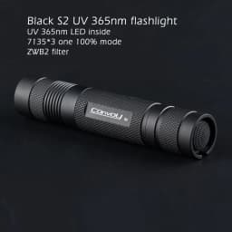 UV Flashlight, Convoy S2 UV 365nm with UV 365nm LED Inside, One 100% Mode, Zwb2 Filter Black 3W Linterna Torch, Flash Light