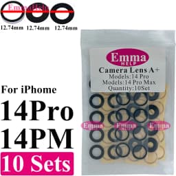 EmmaHelp 10set Back Camera Glass for iPhone 15 14 13 12 16 17 Pro Max Rear Camera Lens Cover Replacement Sticker A+
