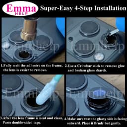 EmmaHelp 10set Back Camera Glass for iPhone 15 14 13 12 16 17 Pro Max Rear Camera Lens Cover Replacement Sticker A+