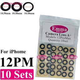 EmmaHelp 10set Back Camera Glass for iPhone 15 14 13 12 16 17 Pro Max Rear Camera Lens Cover Replacement Sticker A+